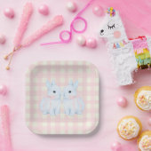 Blaue Marshmallow-Bunny-Hasen Ostern Pappteller (Party)