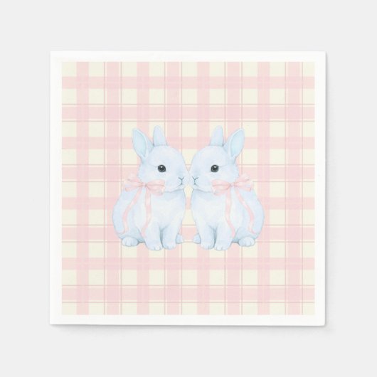 Blaue Marshmallow-Hasen-Kaninchen Ostern Serviette (Vorderseite)