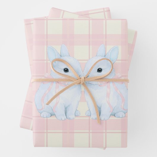 Blaue Marshmallow-Hasen-Ostern Geschenkpapier Set (Beispiel)