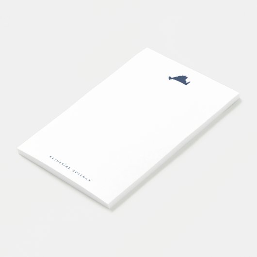 Blaue Marthas-Weinkarte Monogram Post-it Klebezettel (angewinkelt)