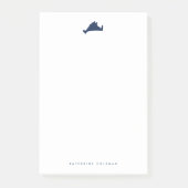 Blaue Marthas-Weinkarte Monogram Post-it Klebezettel (Vorderseite)