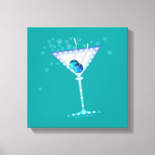 Blaue Martini Galeriewrapped-Leinwand Leinwanddruck