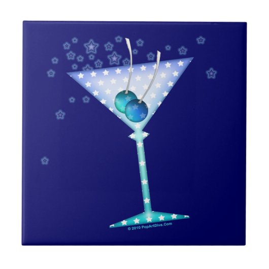 BLAUE MARTINI-Untersetzer-Fliese Fliese (Vorderseite)