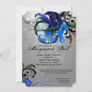 Blaue Maskenball-Maske Kostüm Halloween-Party Einladung