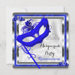 Blaue Maskenball-Quinceanera-15.-Geburtstagsfeier Einladung