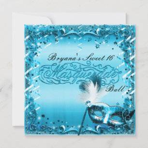 Blaue Maskerade-Maske elegante Ballparty Einladung