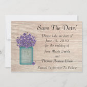 Blaue Mason-Glas Veilchen Save The Date (Rückseite)