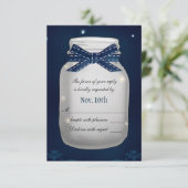 Blaue Mason Jar mit RSVP-Karte für Firefreflies RSVP Karte (Stehend Vorderseite)