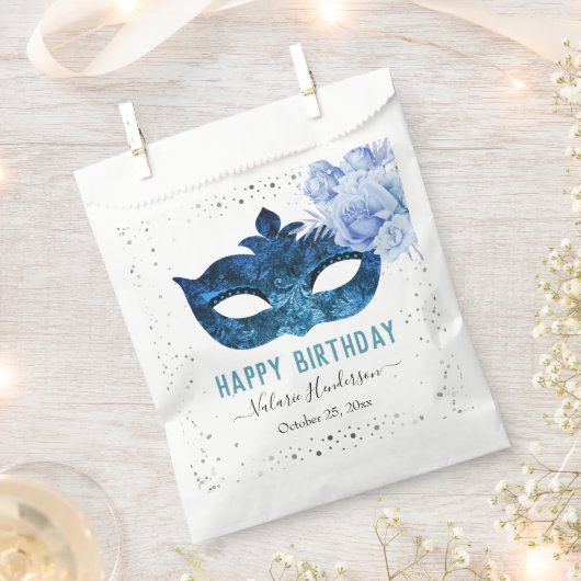 Blaue Masquerade Geburtstagsparty Geschenktütchen (Ausgeschnitten)