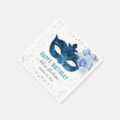 Blaue Masquerade Geburtstagsparty Serviette (Ecke)