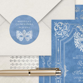 Blaue Masquerade Maske Elegante Runder Aufkleber