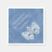 Blaue Masquerade Maske Elegante Serviette (Vorderseite)
