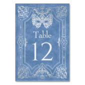 Blaue Masquerade Maske Elegante Tischnummer (Vorderseite)