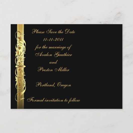 Blaue Masquerade Save the Date Postkarte (Rückseite)