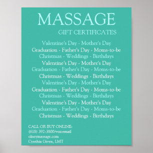 BLAUE Massage-Geschenkgutscheine Poster