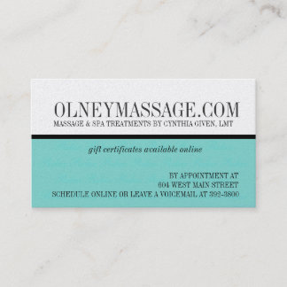 blaue Massage- und Wellness-Centerkontaktkarte Telefonnummerkarte