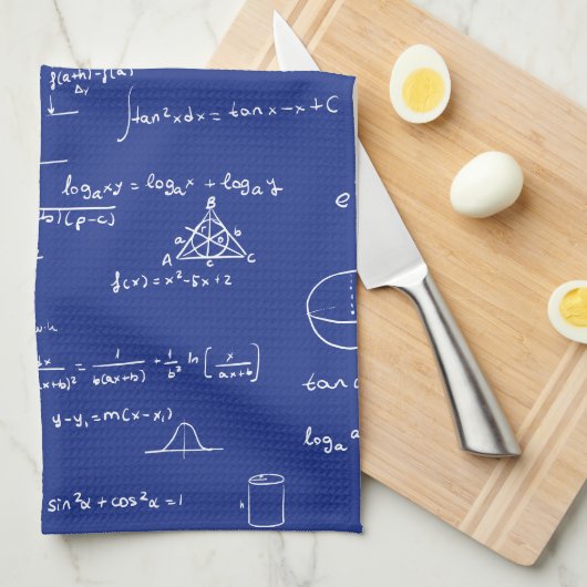 Blaue Mathematik Formeln Handgeschriebene Algebra Geschirrtuch (Viertel Falte)