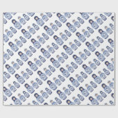 Blaue Matryoshka Puppen Geschenkpapier (Flach)