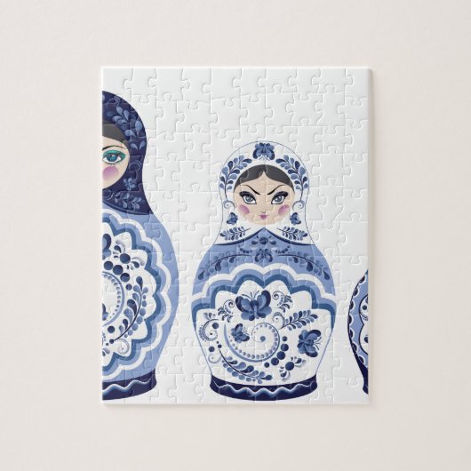 Blaue Matryoshka Puppen Puzzle (Vertikal)