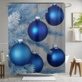 Blaue Mattierte Ornamente Weihnachten Duschvorhang