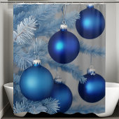 Blaue Mattierte Ornamente Weihnachten Duschvorhang