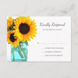Blaue Maurer-Glas-Sonnenblumen, die UAWG Wedding RSVP Karte
