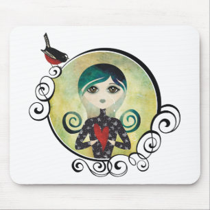 blaue Mausunterlage Dame Mousepad