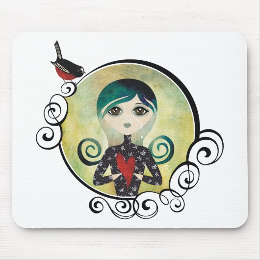 blaue Mausunterlage Dame Mousepad (Vorne)
