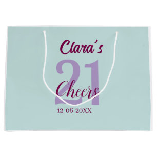 blaue mauve prost 21. Geburtstag Name Datum Große Geschenktüte