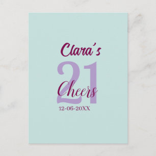 blaue mauve prost 21. Geburtstag Name Datum Postkarte