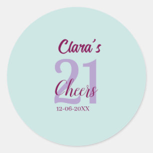 blaue mauve prost 21. Geburtstag Name Datum Runder Aufkleber