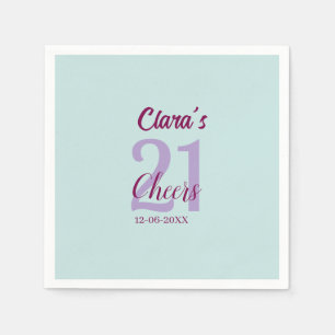 blaue mauve prost 21. Geburtstag Name Datum Serviette