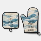 Blaue Meerbrassen Ofenhandschuh & Topflappen-Set (Vorderseite)