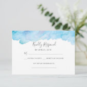 Blaue Meerbrise Watercolor RSVP-Karten Einladung (Stehend Vorderseite)