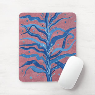 Blaue Meeresalgen-Rose-Taupe-Underwater-Abstrakte  Mousepad