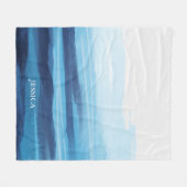 Blaue Meeresfarbe Abstraktes Meer Monogramm Fleecedecke (Vorderseite (Horizontal))