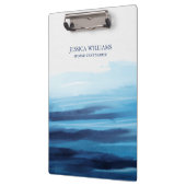 Blaue Meeresfarbe Abstraktes Meer Monogramm Klemmbrett (Links)