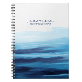 Blaue Meeresfarbe Abstraktes Meer Monogramm Notizblock