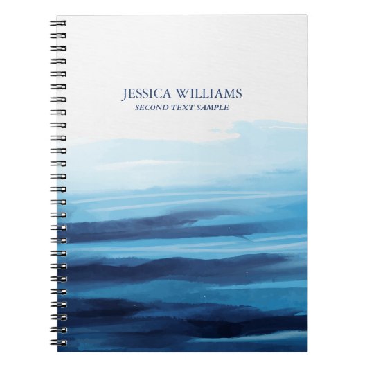 Blaue Meeresfarbe Abstraktes Meer Monogramm Notizblock (Vorderseite)