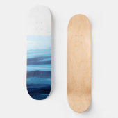 Blaue Meeresfarbe Abstraktes Meer Monogramm Skateboard (Vorderseite)