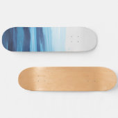 Blaue Meeresfarbe Abstraktes Meer Monogramm Skateboard (Horizontal)