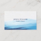 Blaue Meeresfarbe Abstraktes Meer Monogramm Visitenkarte (Vorderseite)