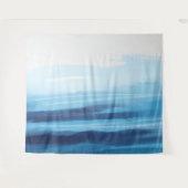 Blaue Meeresfarbe Abstraktes Meer Monogramm Wandteppich (Vorderseite (Horizontal))