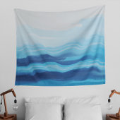 Blaue Meeresfarbe Abstraktes Meer Monogramm Wandteppich