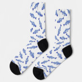 Blaue Meeresfische mit gestreifter Wasserfarbe Socken (Linkes Detail)