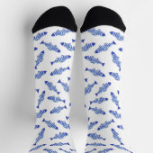 Blaue Meeresfische mit gestreifter Wasserfarbe Socken (Oben)