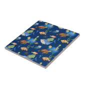 Blaue Meereslebewesen Fliese (Seite)