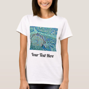Blaue Meeresmuschel im schäumenden Meer Gemälde T-Shirt