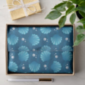 Blaue Meeresmuschel und Meeresperlen Seidenpapier (Geschenk)