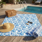 Blaue Meeresmuscheln. Maritim. Fleece-Decke Fleecedecke
